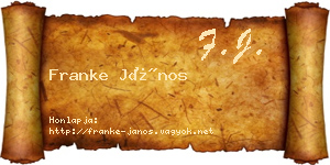 Franke János névjegykártya